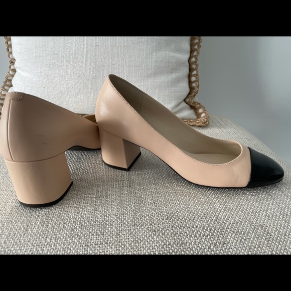 Cole Haan 8.5 Block Heel Beige and Black - Picture 1 of 3